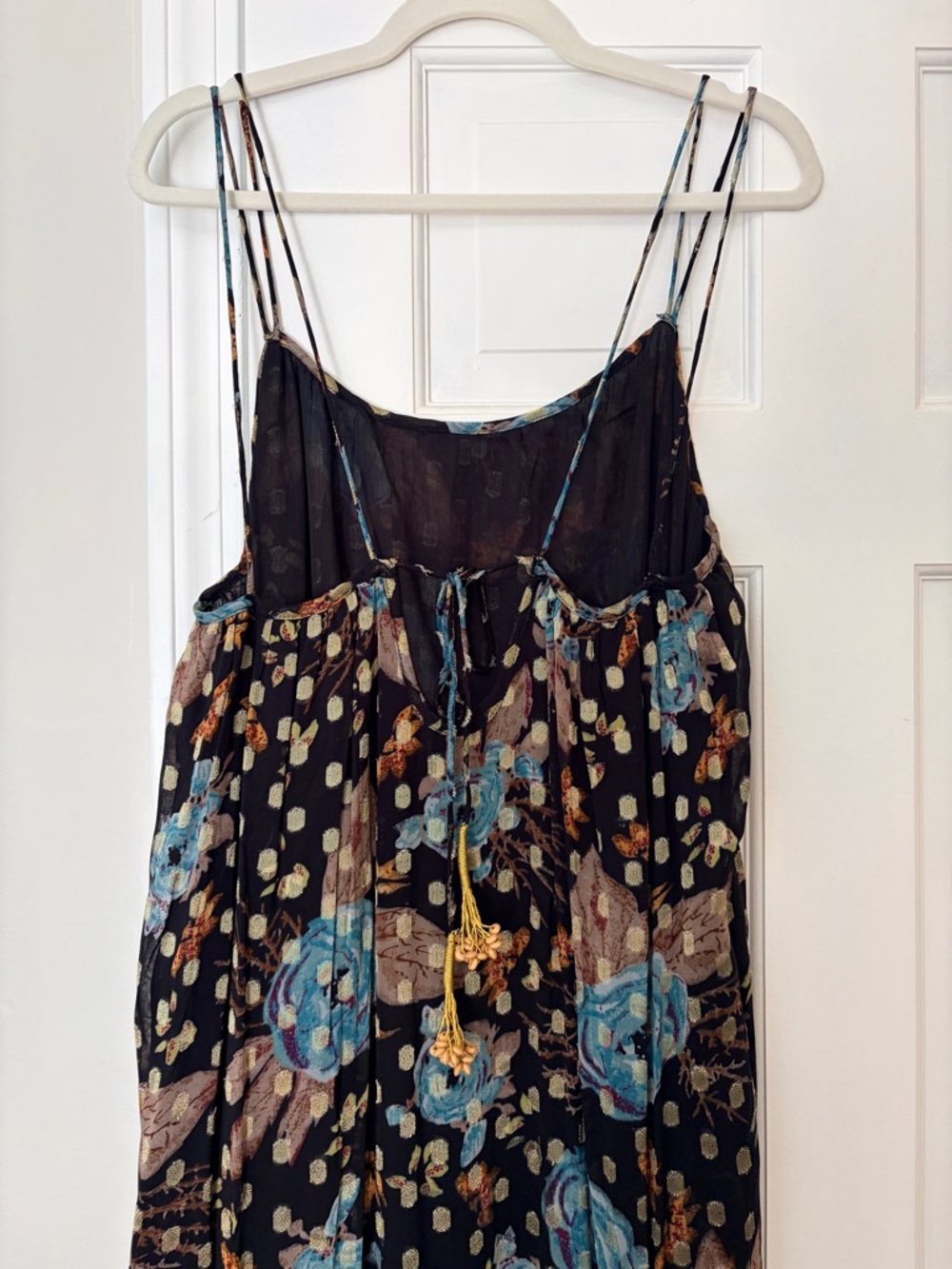 NWT - NATURAL LIFE Black Maxi Dress with Blue Floral Print - Picture 5 of 7